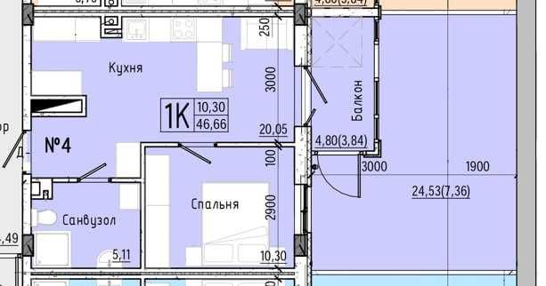 1-кімнатна квартира за адресою вул. Спортивна (площа 46,7 м²) - Atlanta.ua - фото 2