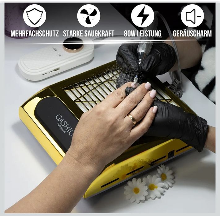 Aspirador profissional de pó para unhas  com filtro HEPA 80 W Dourado