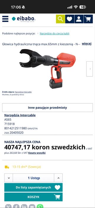 Nożyce hydrauliczne akumulatorowe 65 mm/Zaciskarka Weitkowitz  ASW65