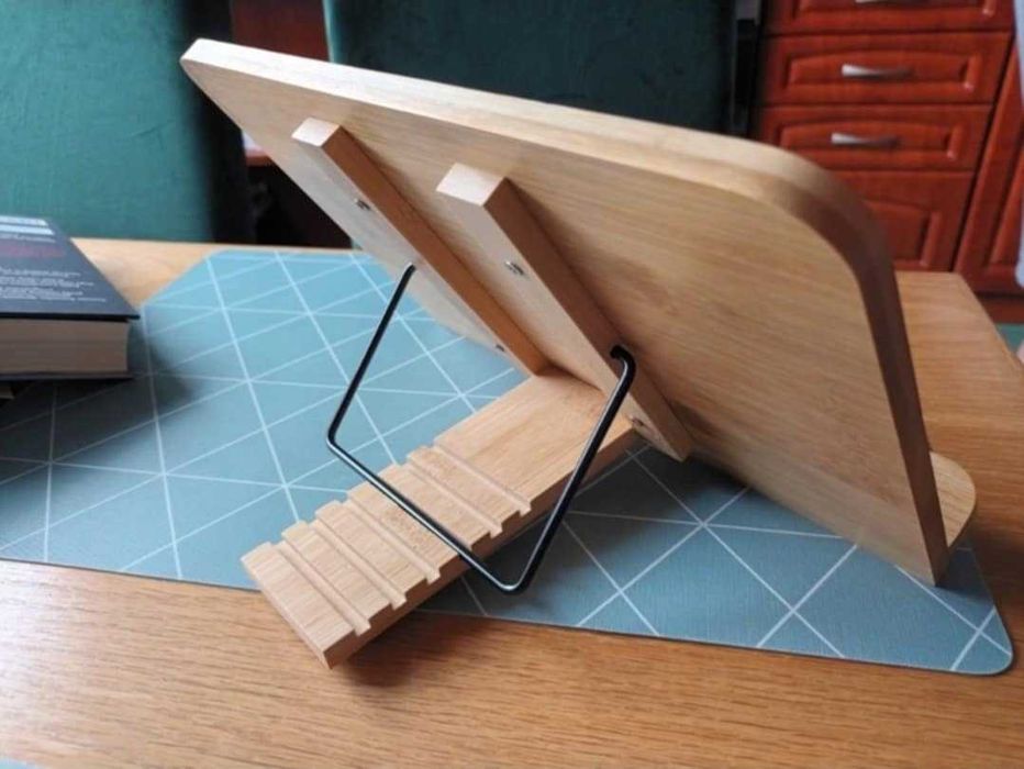 Bambusowa podstawka / stojak na książkę i tablet, regulowana podpórka