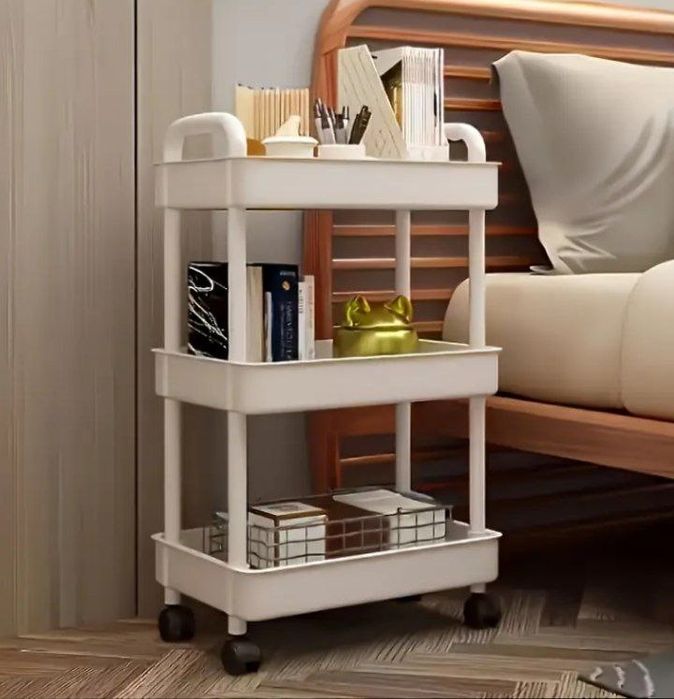 Поличка органайзер простору, біла етажерка на колесах органайзер полка