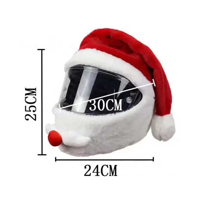 Gorro de Pai Natal com Barba para Capacete de Mota - Tamanho Único