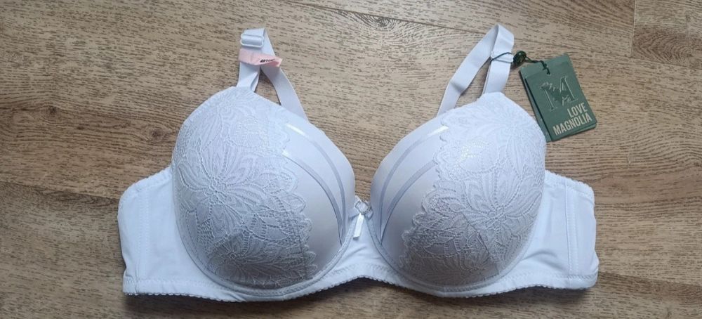 Biały nowy biustonosz 110E full cup pełna miseczka usztywniany