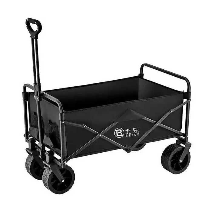 Складаний візок Lesko Z-BL01-19 Black до 180 л для перевезення речей продуктів багатоцільовий садовий