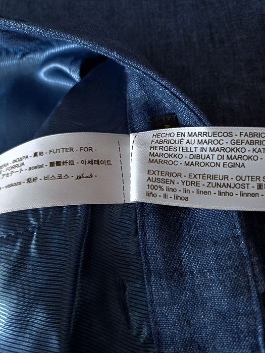 Massimo Dutti lniane spodnie szerokie barrel granatowe niebieskie letnie 100% len