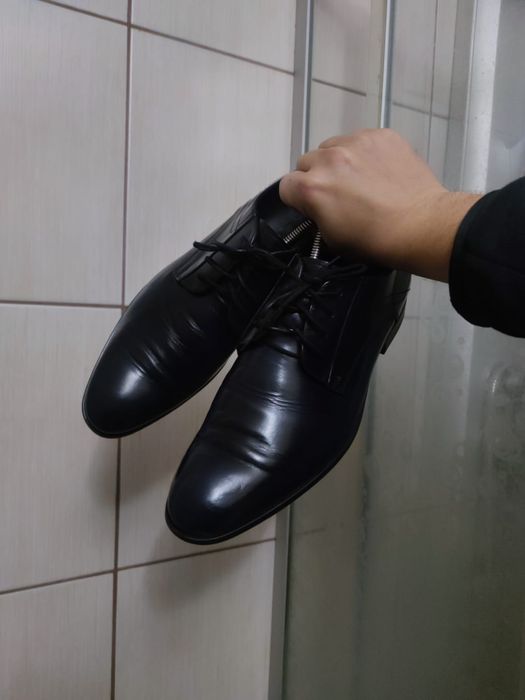 buty męskie Ryłko 41 unisex eleganckie niebieskie czarne wiązane comfo
