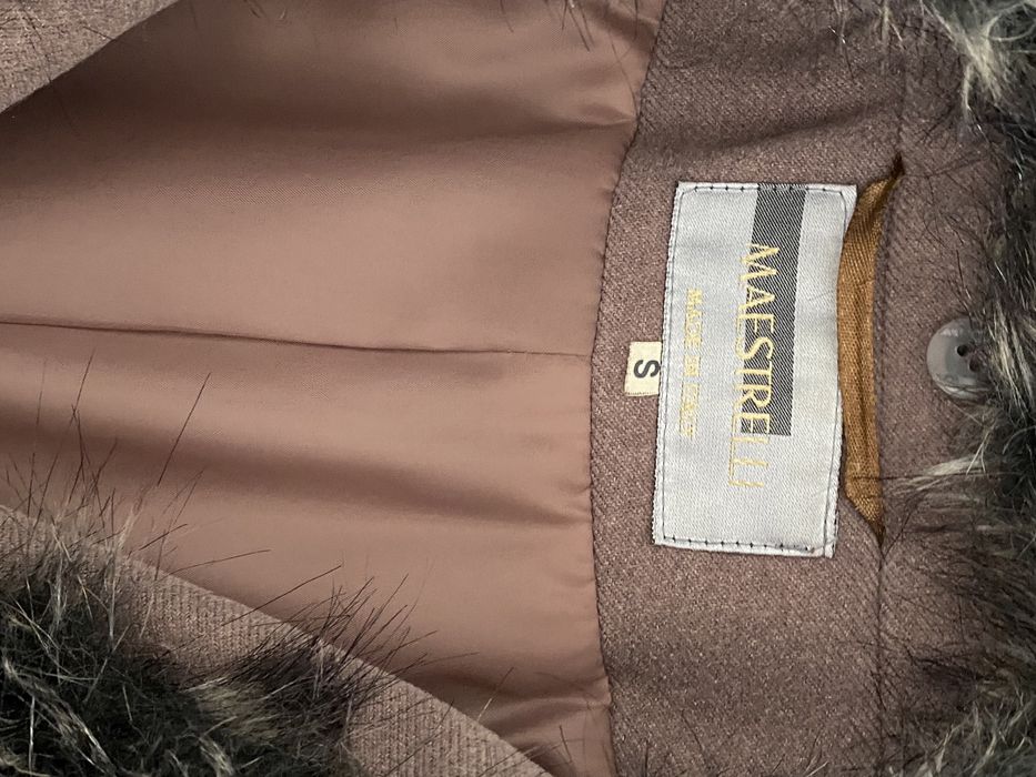 Elegancki włoski płaszcz/odpinany kołnierz/jak NOWY, r. S/M