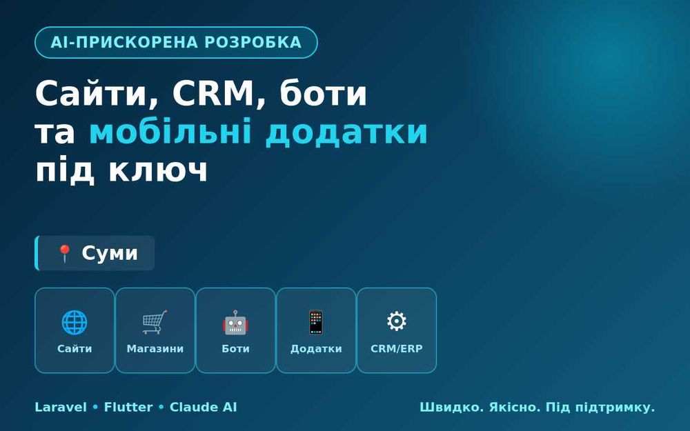 Сайти, CRM, Telegram-боти та мобільні додатки від 9000 грн — Суми