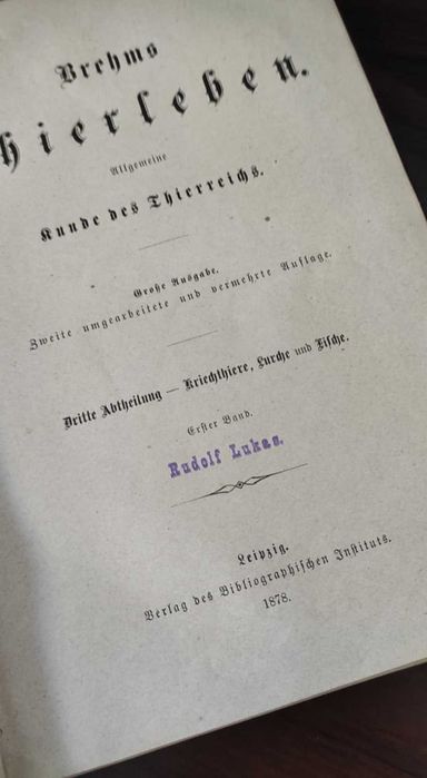 Stara niemiecka książka z 1878 r Brehms Thierleben