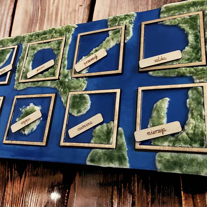 Formy ukształtowania terenu Montessori tabliczki sensoryczne z tacą
