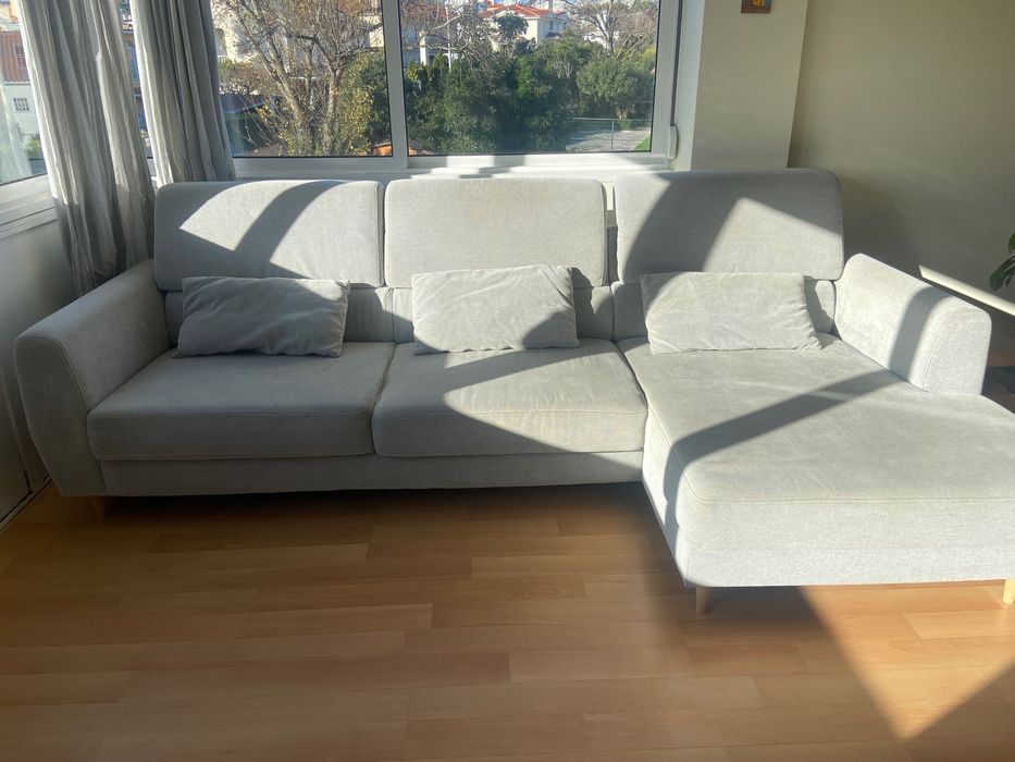 Sofá cinzento 3 lugares c/ chaise longue