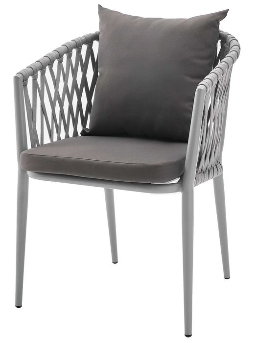 Krzesło Fotel Ogrodowy ze Sznurka Wygodne Oparcie do Ogrodu Poduszki