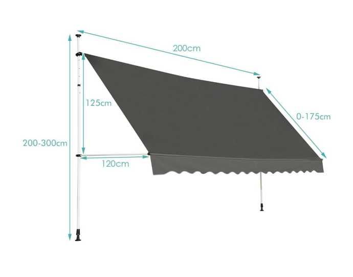 Markiza koloru szarego teleskopową 200cm x 125cm