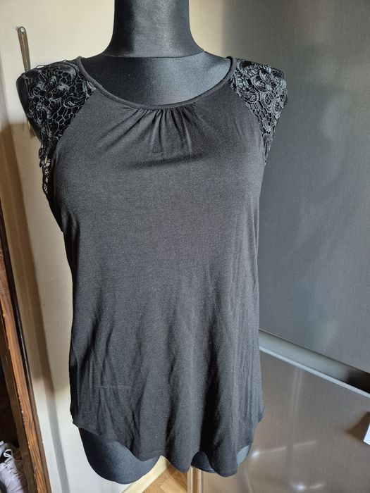 Bluzka HM L czarna z koronką H&M