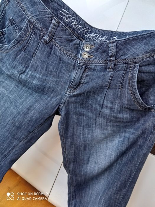 Jeansowe boyfriendy spodnie alladynki rybaczki biodrówki ESPRIT L