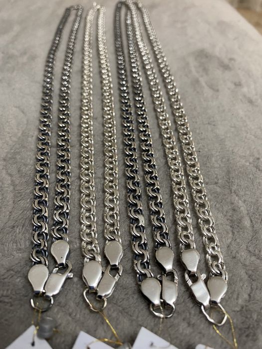 Серебрянные цепочки 925 проби плетение  Бисмарк 55,60,65см,ширина 6мм