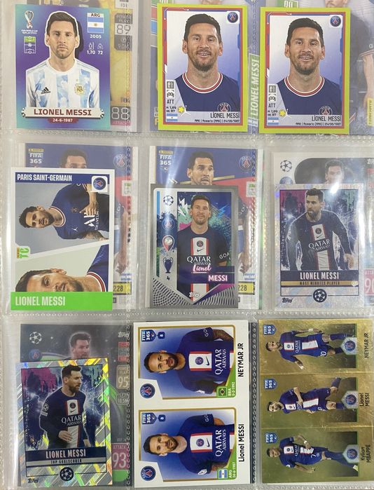 Cartas e Cromos Lionel Messi Argentina, Barcelona e Psg