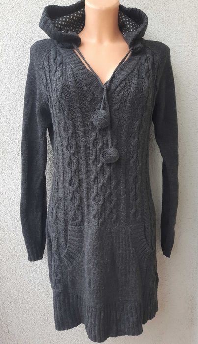 XL Clockhouse Sukienka Sweterkowa z Kapturkiem