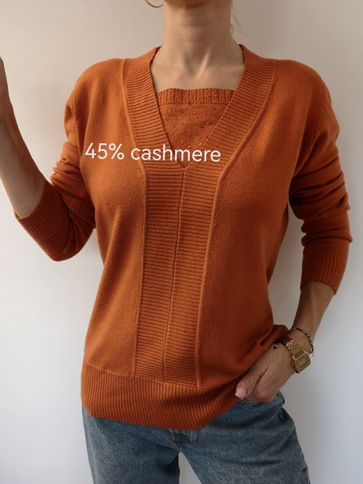 Sweter Glarecie kaszmir zdobiony premium 40 42 praca damski