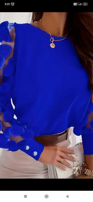 Przepiękna bluzka z ozdobnymi rękawkami l/xl