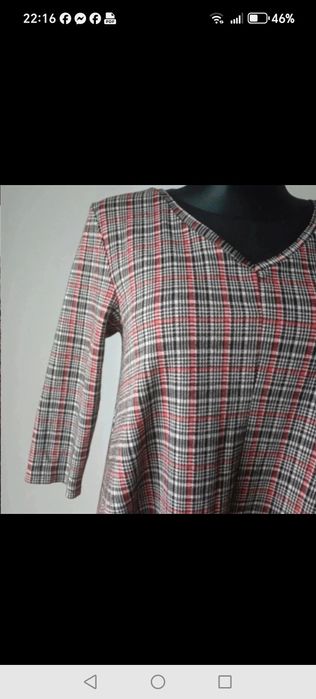 Sukienka rozkloszowana kratka pepitka S 36
