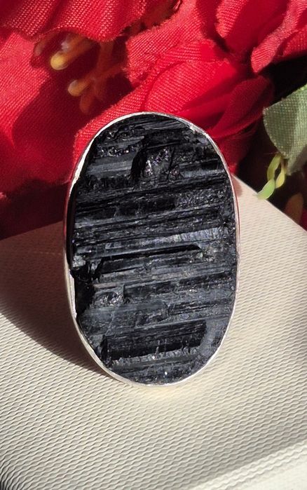 Przepiękny duży pierścionek ze srebra 925  Turmalin rozmiar 16