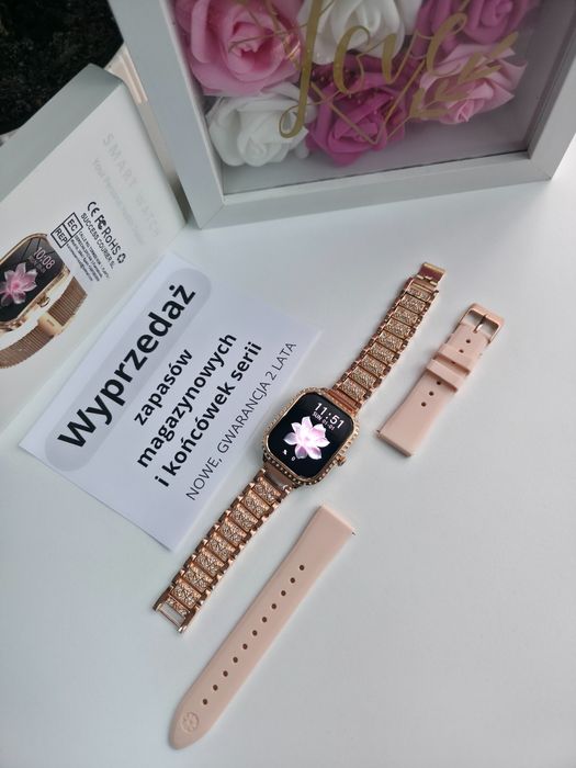 Smartwatch Damski, nowy, pełny komplet. Wyprzedaż magazynu