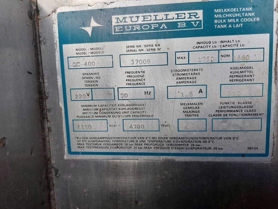 Schładzalnik do mleka 1750 litrów, stan bardzo dobry