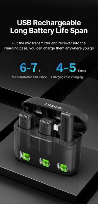 kit 2 Microfones Lapela Sem Fios Ulanzi J12 Type-C Duplo (Novo Selado)
