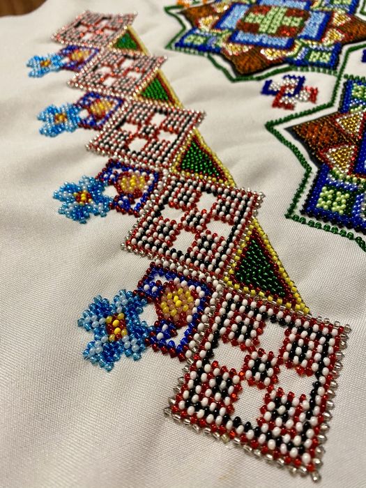 Весільний рушник вишитий бісером