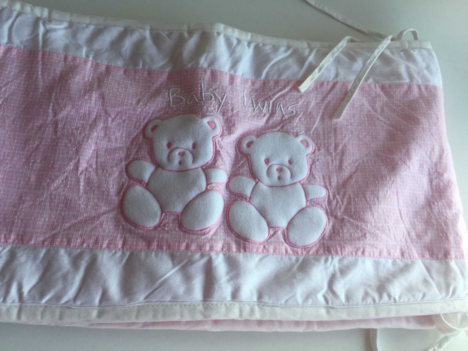 Colcha + Resguardo para Bebe rosa com ursinhos – Conjunto Completo
