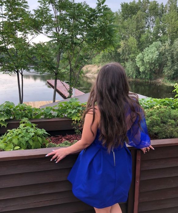 Сукня синя с шифоном. Розмір С-М