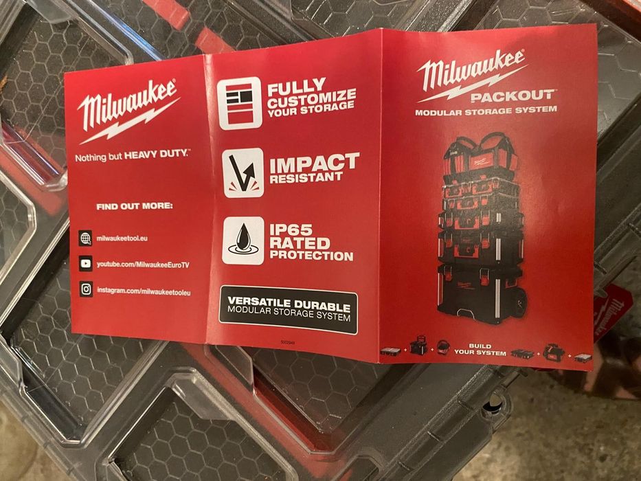 Milwaukee PACKOUT – komplet 5 skrzyń + wózek, NOWE z metkami