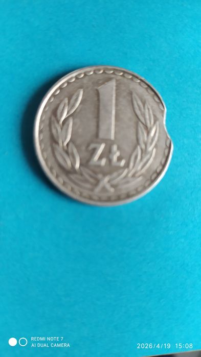 Moneta o nominale 1 zł destrukt  PRL.