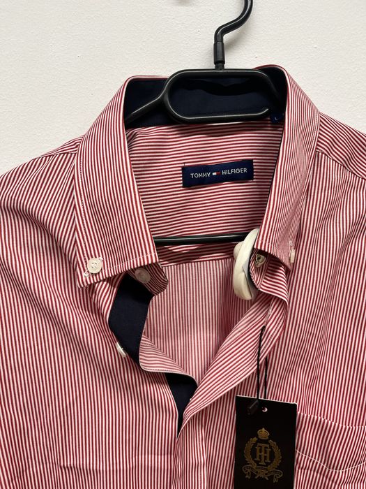 Koszula męska Tommy Hilfiger L bialo czerwona nowa 100% cotton bawelna
