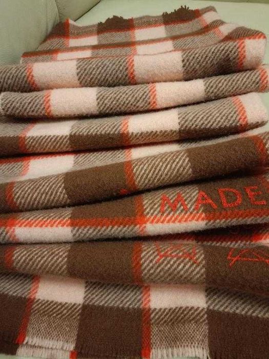 Вовняний шарф-палантін Acne Studios у клітинку (brown/pink/orange)