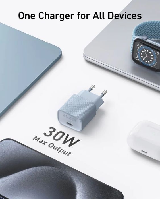 Зарядний пристрій Anker Nano USB C Charger 30W White/Black/Blue/Green