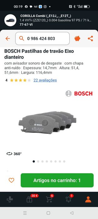 Pastilhas travões frente e filtro ar para Toyota Corolla