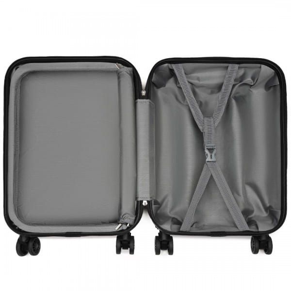 Walizka Podręczna 20 cali Abs, Zamek Szyfrowy, Kółka 360° Szara-Czarna