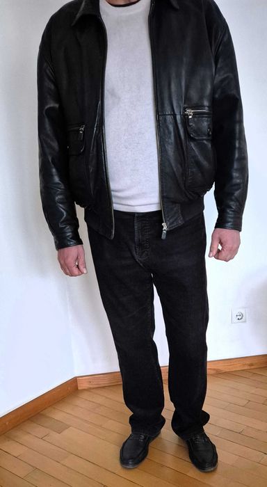 Куртка бомбер, натуральна шкіра, фабрична Туреччина, чорна, р.56.