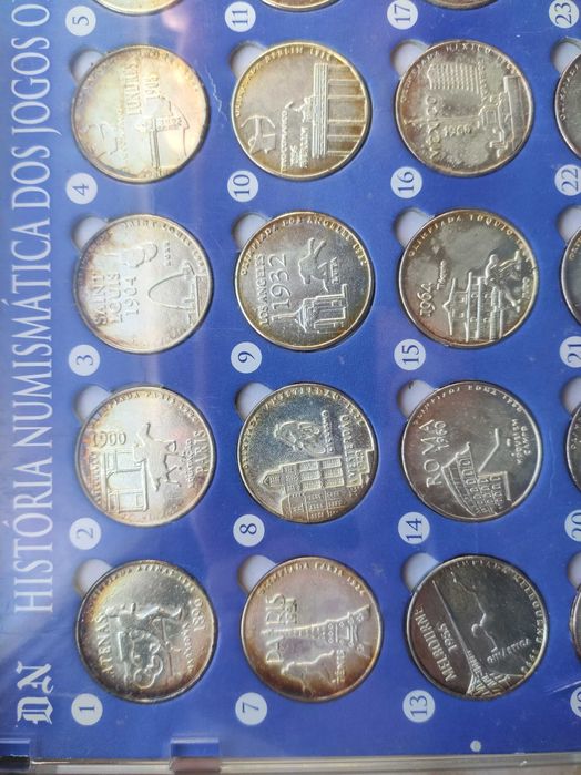 Coleção de moedas da história numismática dos jogos olímpicos
