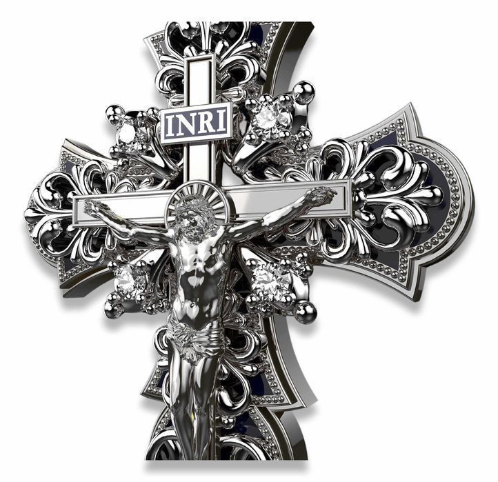 Krzyżyk prawosławny żółtego różowego 14k złota z brylantami cgoc005 W