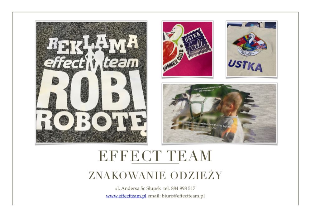 Znakowanie odzieży koszulki reklama wydruk drukarnia banery bilbordy