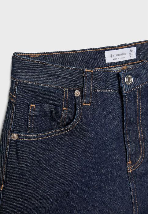 Юбка шорты stradivarius темно синяя джинсовая