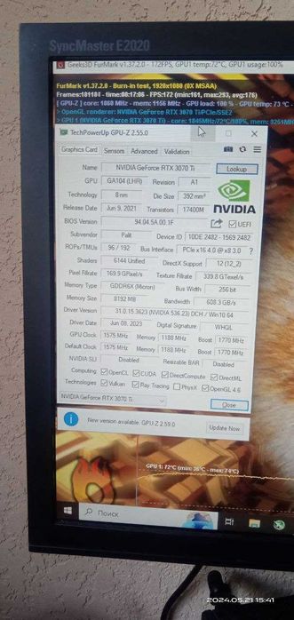 Відеокарта Palit GamingPro RTX 3070Ti 8GB GDDR6X (256bit) KLAVAcomp