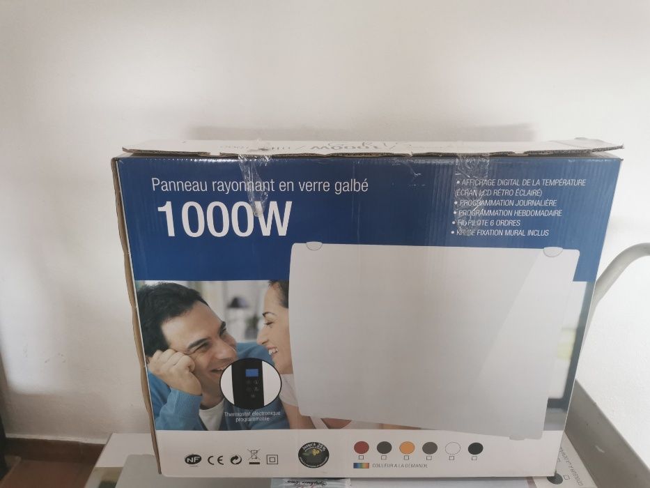 Radiador de Vidro Curvo Radiante 1000W e 1500W