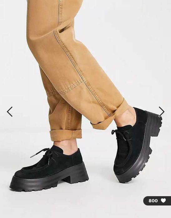 ASOS zamszowe buty na platformie czarne r.38