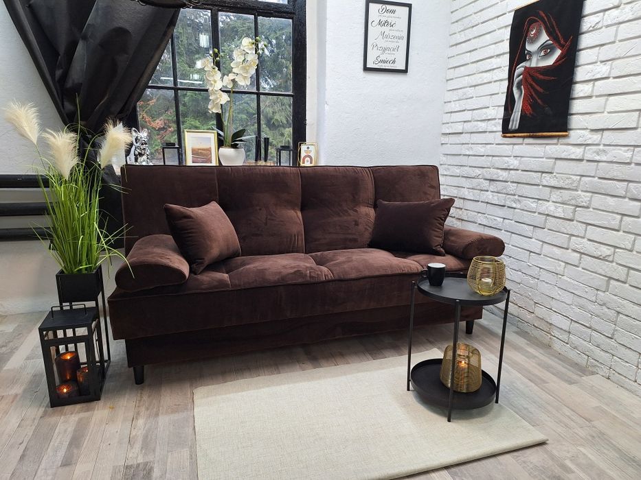 Kanapa wersalka  sofa rozkładana Sofia welur sprężyny