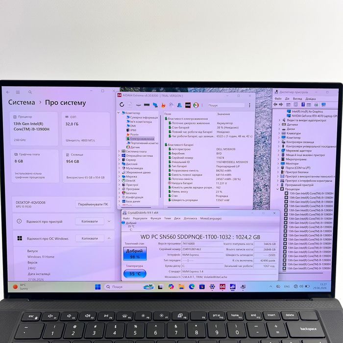 Сенсорний Dell XPS 15 9530 i9-13900H 32GB RAM 1TB SSD RTX 4070 Гарантія Магазин