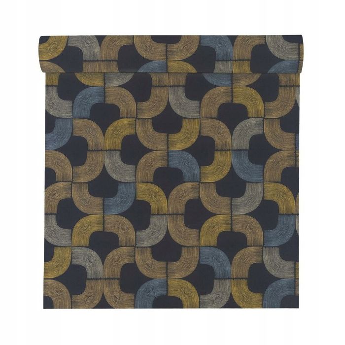 Tapeta 3D Granatowo-Złota Winylowa Na Flizelinie